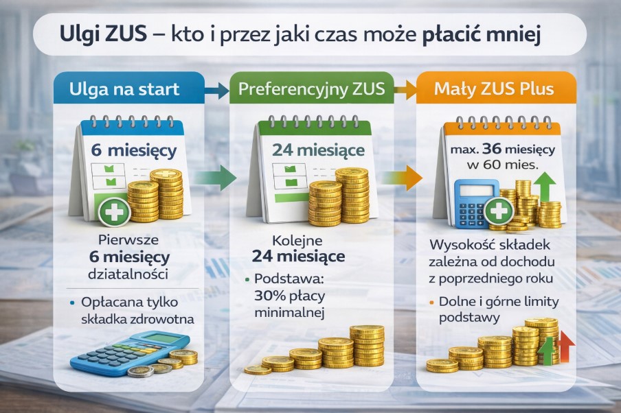 Ulgi ZUS – kto i przez jaki czas może płacić mniej