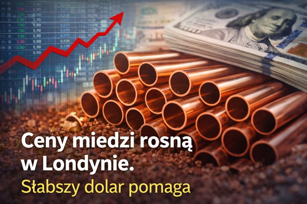 Ceny miedzi w Londynie rosną, wspierane przez słabszego dolara