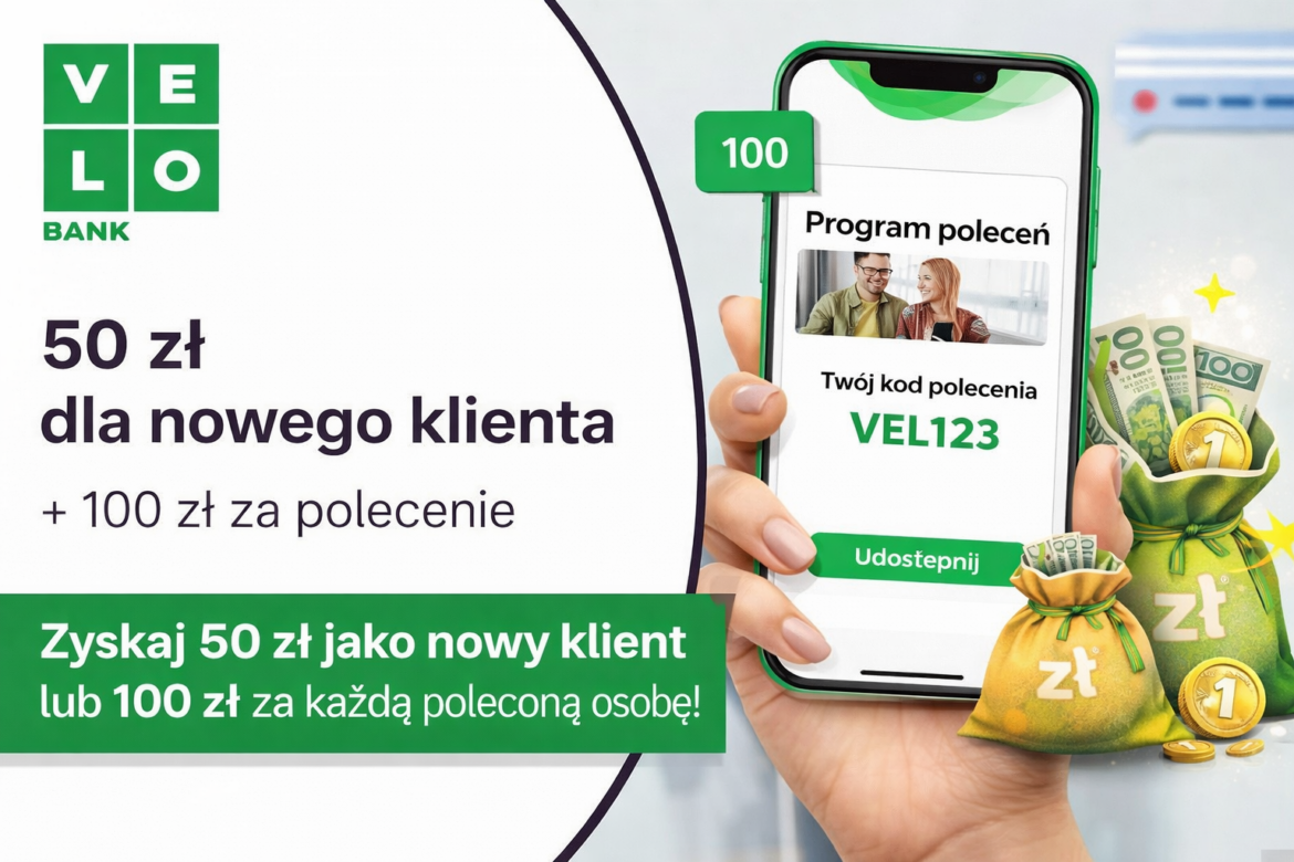 50 zł dla nowego klienta i 100 zł za polecenie