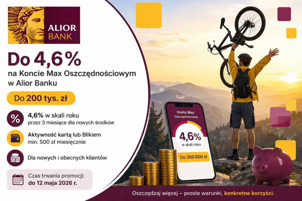 Do 4,6% na Koncie Max Oszczędnościowym w Alior Banku